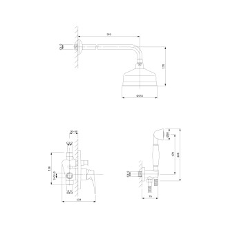 Omnires ART DECO podomítkový sprchový systém, kartáčovaný antický bronz SYSAD26BR