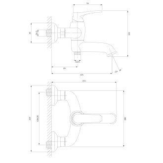 Omnires ART DECO vanová baterie se sprchovou sadou, kartáčovaná antická měď AD5131ORB
