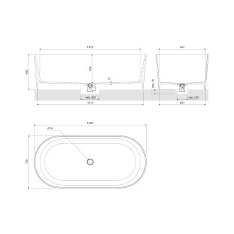 Omnires OVO M+ OVOWWOL Vana volně stojící 160x75cm, litý mramor, olivová