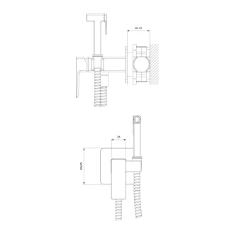 Omnires PARMA SYSPMBI2GR podomítková bidetová baterie, grafit