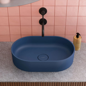 Omnires OVO M+ OVOUNMB Umyvadlo na desku 55x36cm, litý mramor, modrá