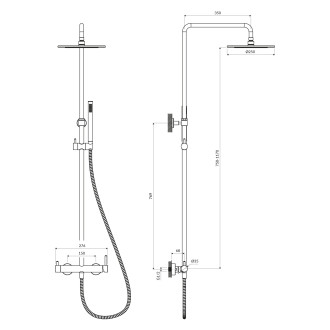 Omnires Y sprchový systém pro nástěnnou instalaci, černá Y1244MBL