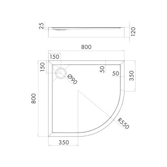 Omnires CAMDEN akrylátová sprchová vanička, 80 x 80 cm, bílý lesk CAMDEN80-OBP