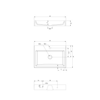 Omnires THASOS THASOS600BP Umyvadlo 60x42, litý mramor, bílá