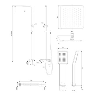 Omnires APURE nástěnný sprchový systém, chrom lesk AP2244CR