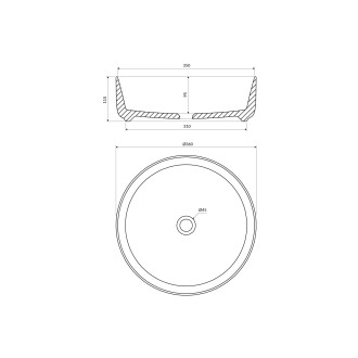 Omnires TULSA TULSA355BP umyvadlo na desku, bílá lesk