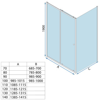 REA Primo Slide Sprchový kout 130x80 Chrome KPL-K1567
