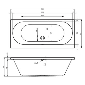 Obdélníková vana Riho Carolina 180x80 cm akrylát BB5400500000000