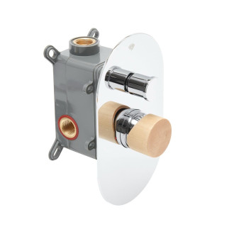 Sprchová a vanová baterie SAT Fusion včetně podomítkového tělesa dřevo SATBSFU215DS