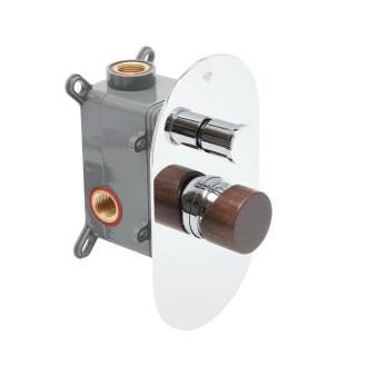 Sprchová a vanová baterie SAT Fusion včetně podomítkového tělesa tmavé dřevo SATBSFU215DT