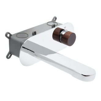 Umyvadlová baterie SAT Fusion včetně podomítkového tělesa tmavé dřevo SATBSFU101DT