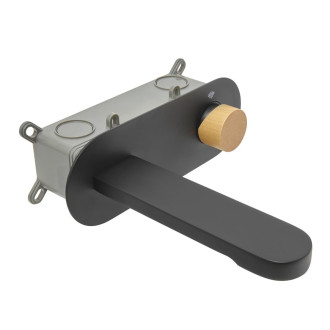 Umyvadlová baterie SAT Fusion včetně podomítkového tělesa páka světlé dřevo SATBSFU101DSC