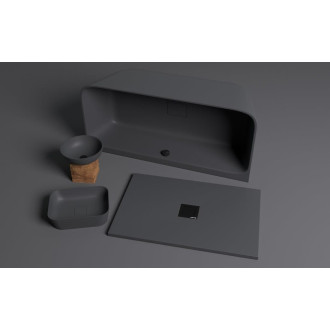 Umyvadlo na desku Polysan Banera 49,5x34,5 cm antracit mat bez přepadu 14596.51