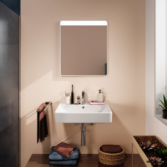Led zrcadlo s infračerveným senzorem Hansgrohe Xarita Lite Q 60x70 cm bílá matná 54970700