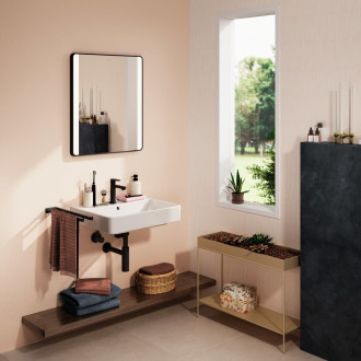 Led zrcadlo s infračerveným senzorem Hansgrohe Xarita Lite Q 60x70 cm černá matná 54975670