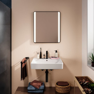 Led zrcadlo s infračerveným senzorem Hansgrohe Xarita Lite Q 60x70 cm černá matná 54975670