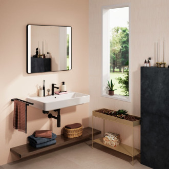 Led zrcadlo s infračerveným senzorem Hansgrohe Xarita Lite Q 80x70 cm černá matná 54976670