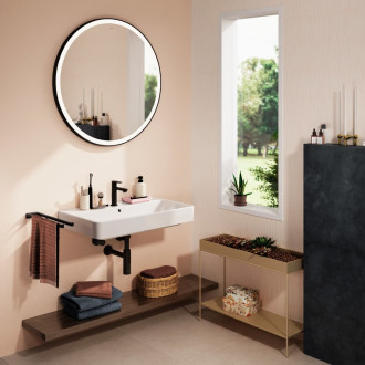 Led zrcadlo s infračerveným senzorem Hansgrohe Xarita Lite S 90x90 cm černá matná 54980670