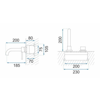 Rea Podomítková umyvadlová baterie REA LUNGO Long Titan + BOX REA-B6390