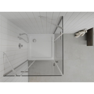 Sprchový kout Mexen Roma Duo s výklopným mechanismem 80 x 80 cm, průhledný, chrom + plochá sprchová vanička - 854-080-080-01-02-4010