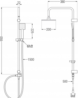 Mexen Tord sprchový set s termostatickou sprchovou baterií Kai, chrom 77100200-00