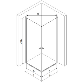 Mexen Pretoria Duo výklopný sprchový kout 90 x 90 cm, průhledný, zlatý + plochá sprchová vanička - 852-090-090-50-02-4010G