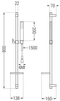 Mexen DQ00 Posuvný sprchový set, zlatý - 785004581-50