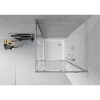 Sprchový kout Mexen Rio čtvercový 80 x 80 cm, průhledný, chrom + sprchová vanička Rio, bílá - 860-080-080-01-00-4510