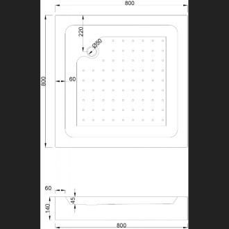 Sprchový kout Mexen Rio čtvercový 80 x 80 cm, průhledný, černý + sprchová vanička Rio, bílá - 860-080-080-70-00-4510
