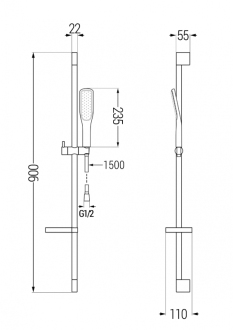Mexen DS49 Posuvný sprchový set, černo/zlatá - 785494583-57