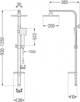 Mexen Q45 Sprchový set, černý - 798454595-70