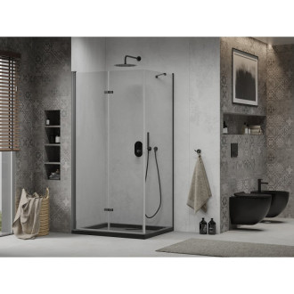 Sprchový kout Mexen Lima skládací 100 x 80 cm, průhledný, černý + Plochá sprchová vanička, černá - 856-100-080-70-00-4070B