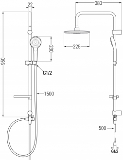 Sprchový set Mexen Erik s termostatickou vanovou baterií Nox, černá 77350205-70