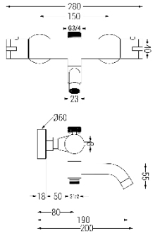 Sprchový set Mexen Tord s termostatickou vanovou/sprchovou baterií Kai, černá 77900200-70