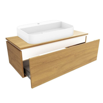 Koupelnová skříňka s umyvadlem a krycí deskou SAT Feel 100x30x46 cm dub medový mat SATFEEL100DMDU