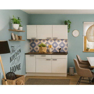 Kuchyňská linka se spotřebiči, dřezem a dřezovou baterií Naturel 160x60x91 cm mat alpská bílá 