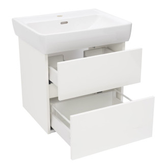 Koupelnová skříňka s keramickým umyvadlem Laufen Naturel Project 52,5x51x45,3 cm bílá lesk PROJECT260BI