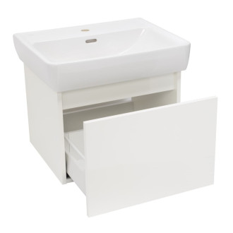 Koupelnová skříňka s keramickým umyvadlem Laufen Naturel Project 52,5x40x45,3 cm bílá lesk PROJECT60BI