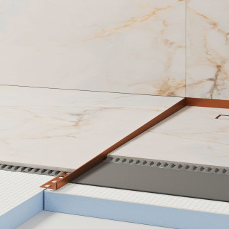 Spádový profil do sprchového koutu "T" Eviso hnědá kartáčovaný, nerez délka 120 cm, výška hrany 11 mm, LSBR0202