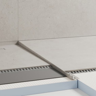 Spádový profil do sprchového koutu "T" Eviso světle žlutá mat, nerez délka 120 cm, výška hrany 11 mm, LSSA0401