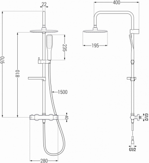 Mexen KX49 sprchový set termostatickou baterií, bílá/zlatá - 771504091-25