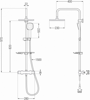 Mexen KT33 sprchový set termostatickou baterií, bílá/chrom - 771503393-21
