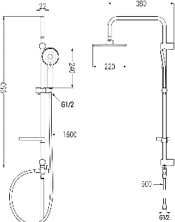 Mexen Carl Sprchový set se sprchovou baterií Pecos, černý 72740240-70