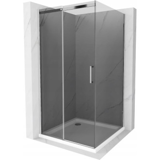 Mexen Omega posuvný sprchový kout 100 x 100 cm, grafit, chrom + plochá sprchová vanička, bílá - 825-100-100-01-40-4010