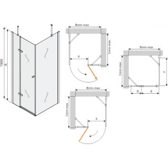 Sprchový kout Mexen Roma s výklopným mechanismem 80 x 100 cm, průhledný, chrom + plochá sprchová vanička, černá - 854-080-100-01-00-4070