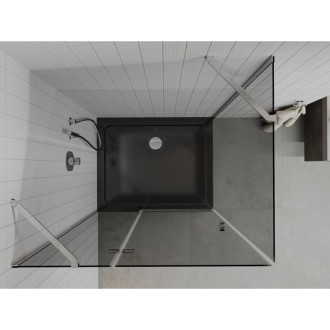 Sprchový kout Mexen Roma s výklopným mechanismem 90 x 120 cm, grafit, chrom + plochá sprchová vanička, černá - 854-090-120-01-40-4070