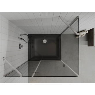 Sprchový kout Mexen Roma s výklopným mechanismem 120 x 80 cm, grafit, chrom + plochá sprchová vanička, černá - 854-120-080-01-40-4070