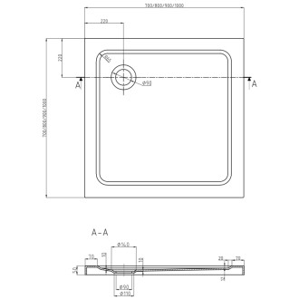 Sprchový kout Mexen Roma s výklopným mechanismem 90 x 90 cm, průhledný, černý + plochá sprchová vanička, bílá - 854-090-090-70-00-4010B