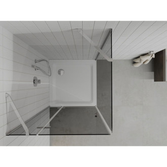 Sprchový kout Mexen Roma s výklopným mechanismem 90 x 90 cm, grafit, chrom + plochá sprchová vanička, bílá - 854-090-090-01-40-4010