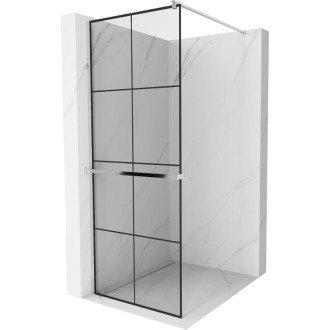 Mexen Kioto+ Sprchová zástěna s poličkou 80 x 200 cm, černá mřížka, chrom - 800-080-121-01-77